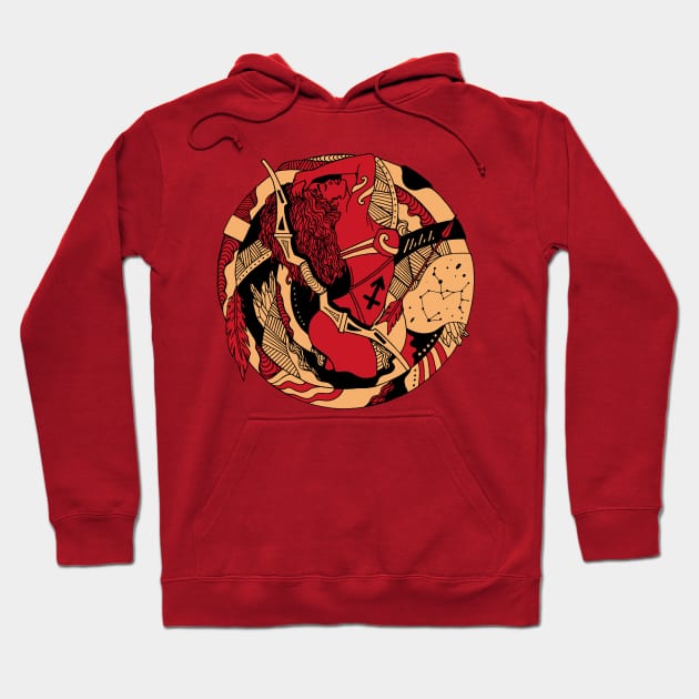 Red and Cream Sagittarius Beauty Hoodie by kenallouis